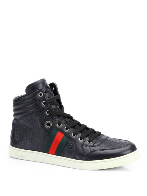 black gucci high top sneakers|black gucci sneakers men's.